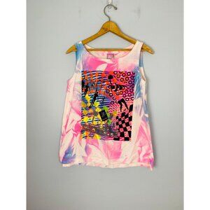 Vintage Ocean Pacific Neon Tie Dye Tank Top, Size Small, 1980s Surfer Tank, NOS